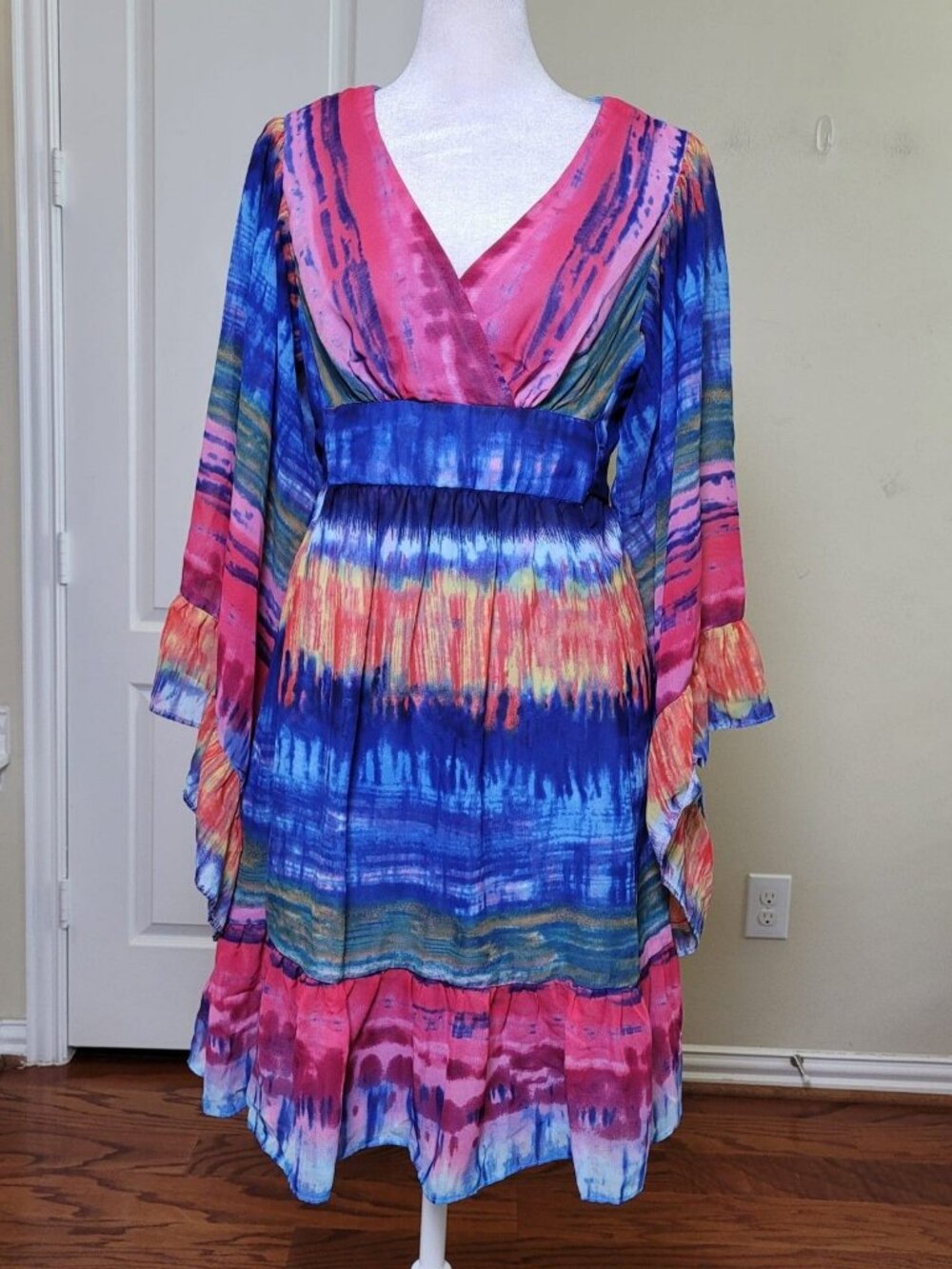 Betsy Johnson Rainbow Butterfly Dress Blue Women 4 Spring Vacation Wedding Guest
